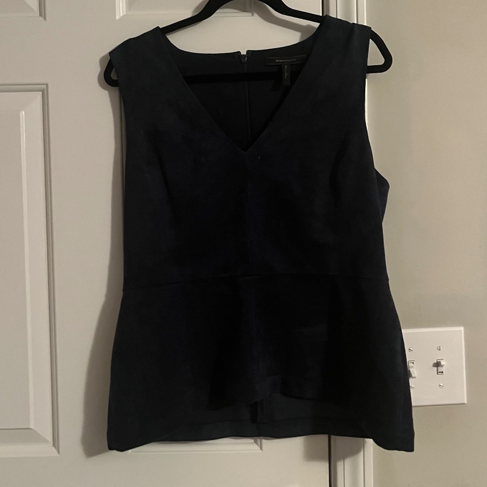 BCBG navy blue velvet top Size Large